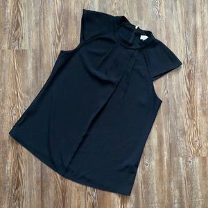 Calvin Klein Pleated Front Black Career Blouse
